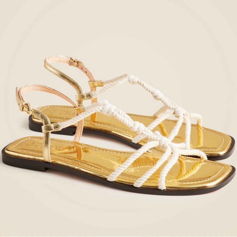 J. Crew Knotted Rope Sandals in Metallic/Gold